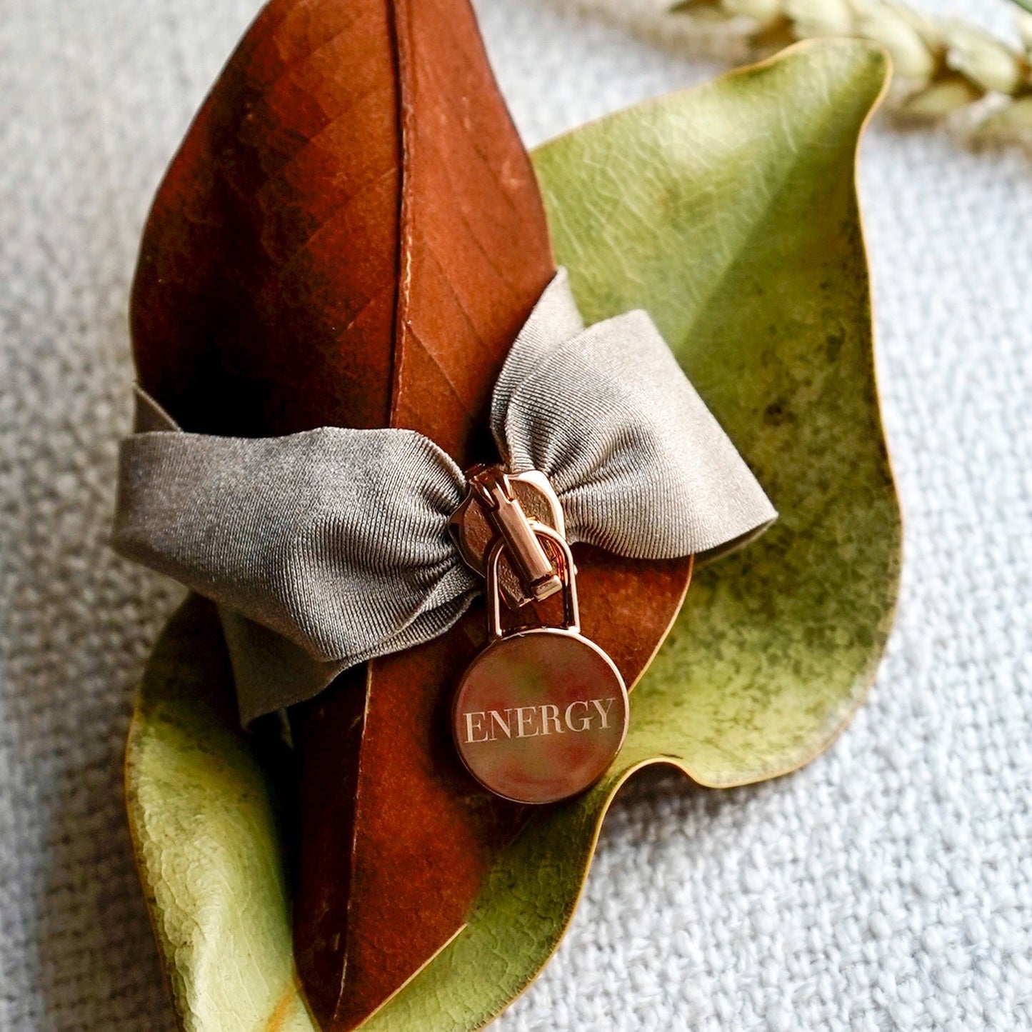 Engraved energy bracelet with "ENERGY" charm, handcrafted Italian mindfulness accessory