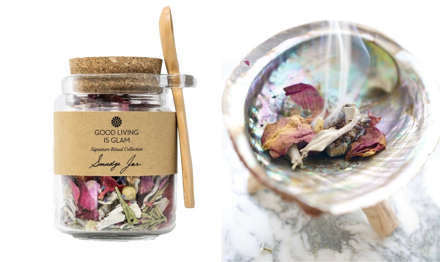 NOURISH YOUR ENERGY HERBAL INCENSE JAR with rose, lavender, and frankincense for relaxation and purification