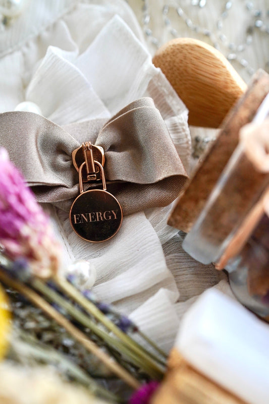 Engraved Positive Energy Bracelet in sand or coffee color