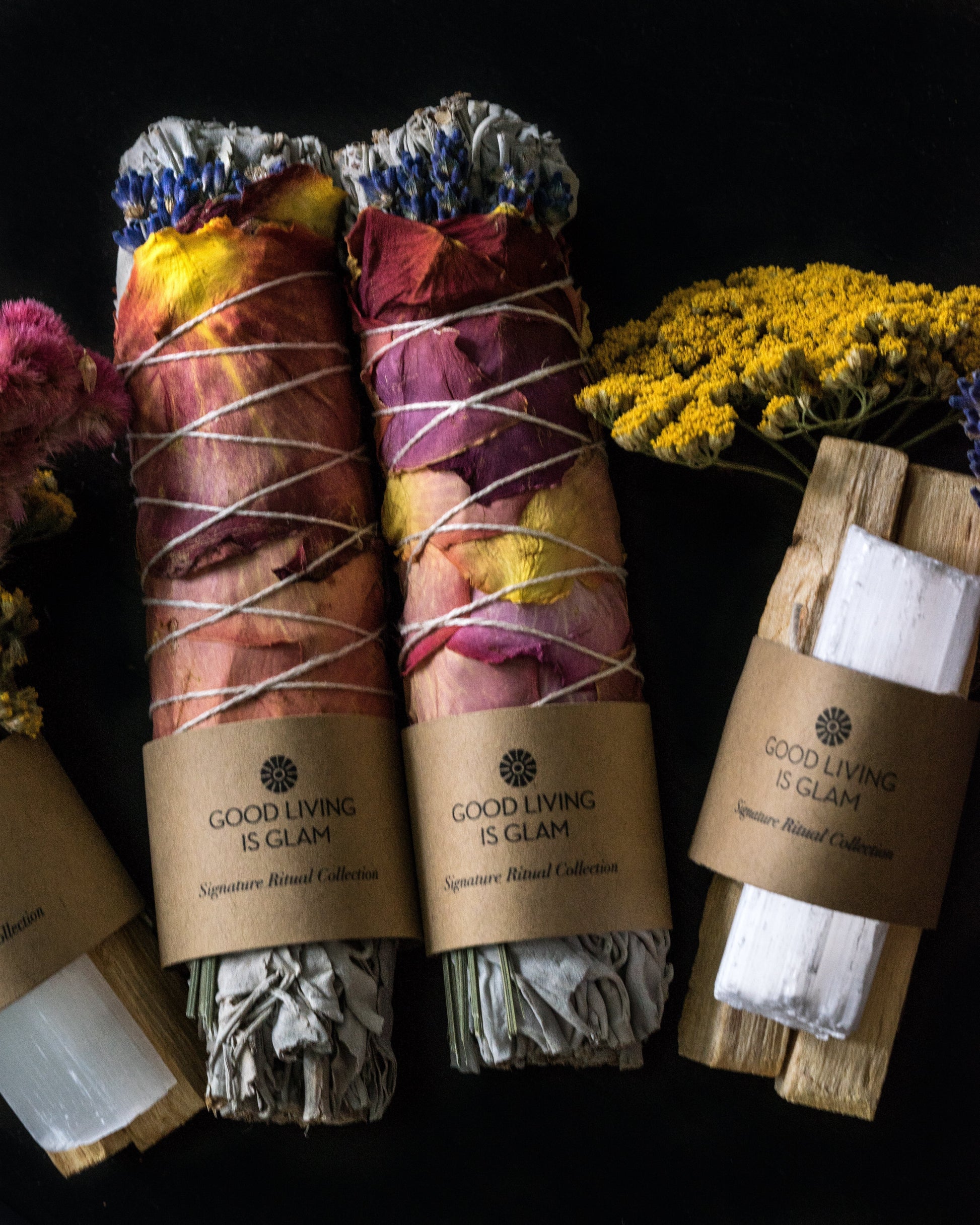 Inspiriting Rose Lavender Herbal Incense Bundle with rose petals and lavender for meditation and space cleansing