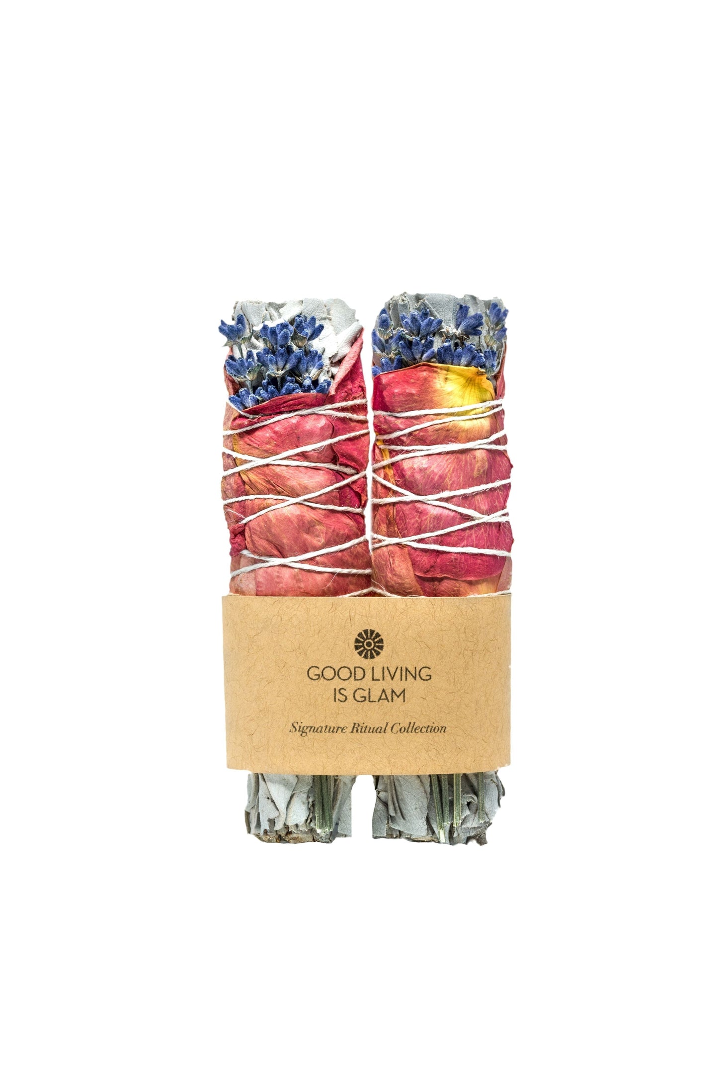 Inspiriting Rose Lavender Herbal Incense Bundle Duo with dried rose petals and lavender for meditation and relaxation