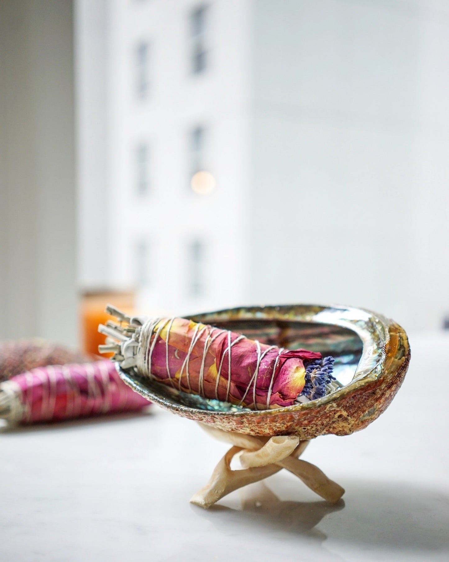 NEW BEGINNINGS HERBAL PALO SANTO INCENSE KIT with lavender, rose, and palo santo for spiritual cleansing and relaxation