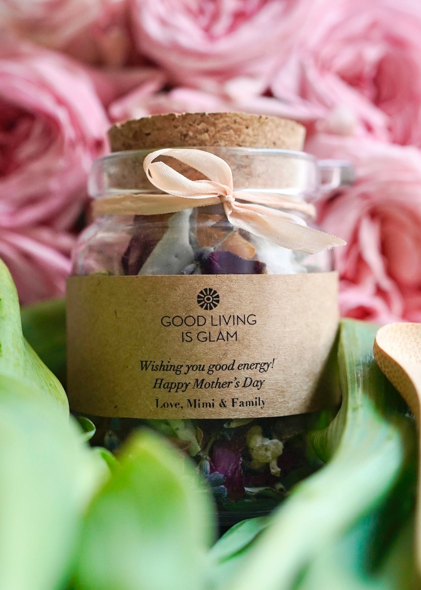 NOURISH YOUR ENERGY HERBAL INCENSE JAR with rose, lavender, and frankincense for relaxation and mental clarity.