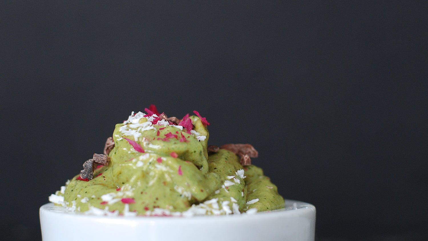 Sweet Superfood Heaven: Vegan Green Tea Ice Cream with Rose & Cacao Nibs