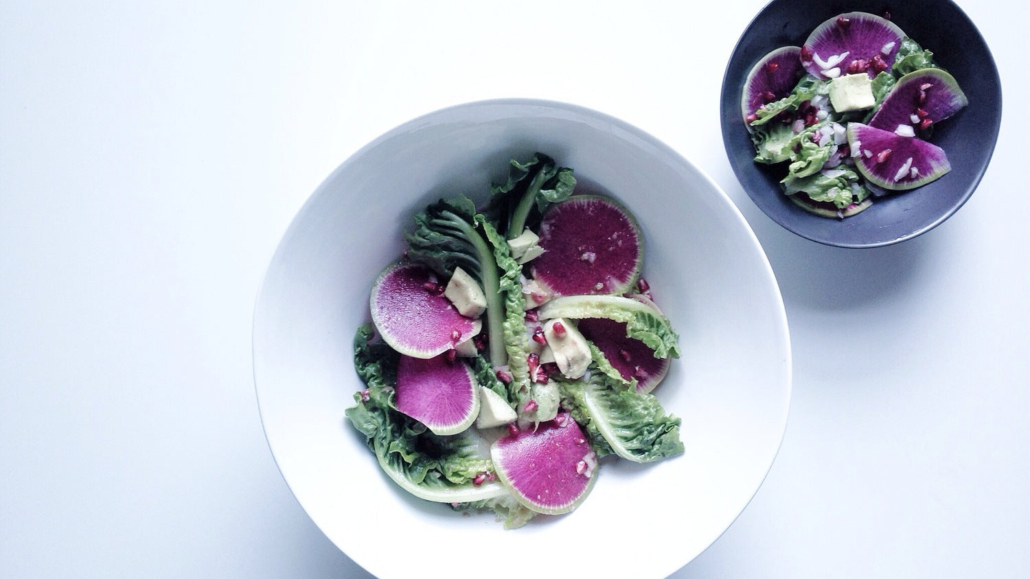 Watermelon Radish, Romaine & Avocado vs. WR Baked Crisps