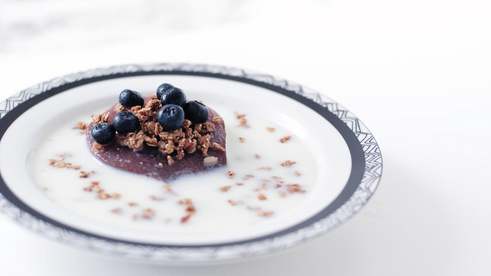 Poached Pears With Muesli, Lavender & Almond Milk